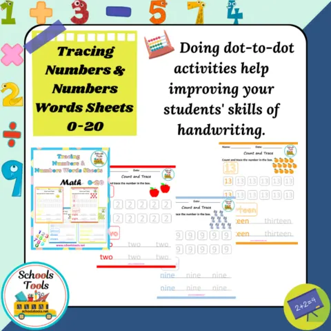 Tracing Numbers & Number Words Sheets 0-20 صورة المنتج