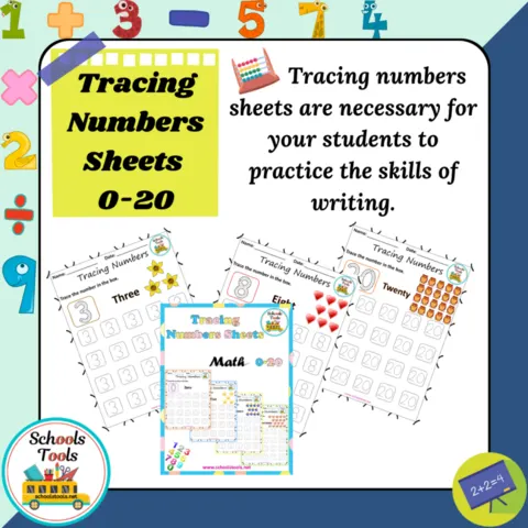 Tracing Numbers Sheets 0-20 صورة المنتج