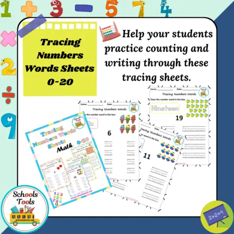 Tracing Number Words Sheets 0-20 صورة المنتج