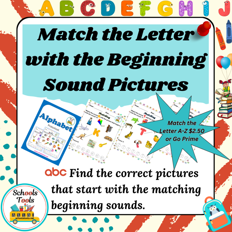 Match the Letter with the Beginning Sound Pictures S-Z صورة المنتج