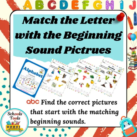 Match the Letter with the Beginning Sound Pictures A-I صورة المنتج